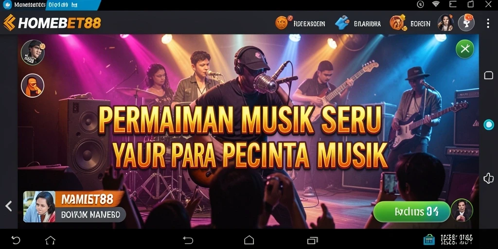 Tampilan seru saat bermain game musik HOMEBET88 dengan berbagai lagu.