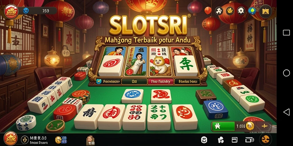 Screenshot dari gameplay Mahjong yang mendebarkan di SLOTSRI.
