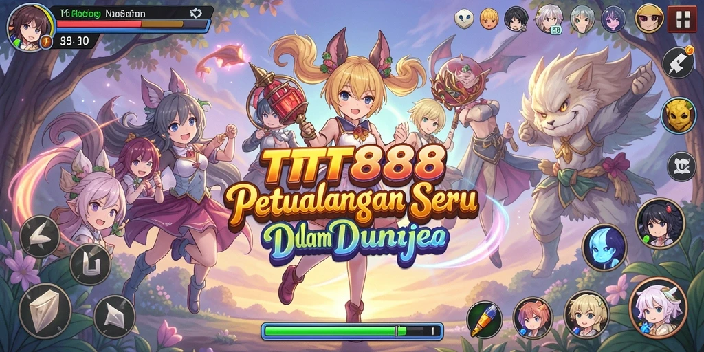Screenshot utama TTT888 menampilkan karakter anime dalam pertarungan seru.