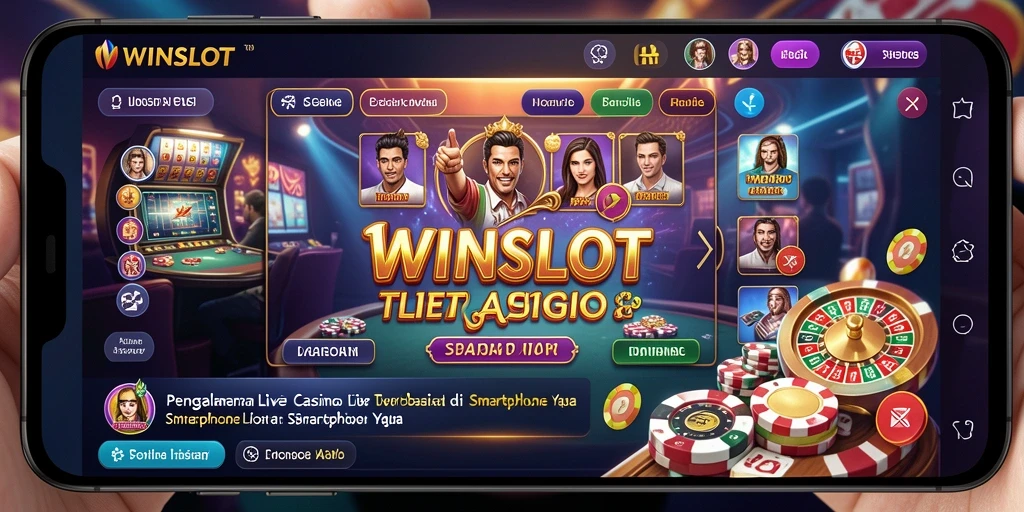 Screenshot gameplay Live Casino WINSLOT dengan dealer profesional dan permainan seru.